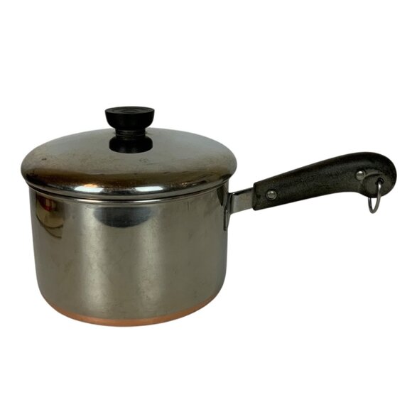 Revere Ware 3 Qt Saucepan Copper Clad Stainless Steel Lid Double Ring Pre 1968 - Picture 2 of 10